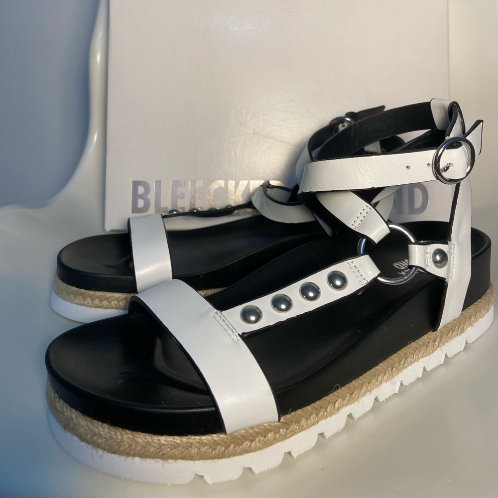 Black and white sandals